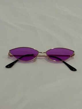 Purple Lens Cat-Eye Sunglasses - Gold Frame